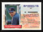 1993 Finest Ivan Rodriguez Texas Rangers Card