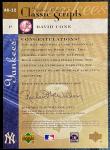 2004 Upper Deck David Cone Yankees Autograph Card