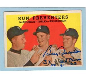 Bobby Richardson Yankees Autographed Card - 3X Champ