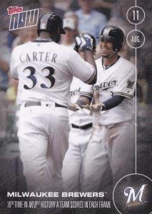 2016 Topps NOW 345 Brewers Chris Carter Scooter Gennett