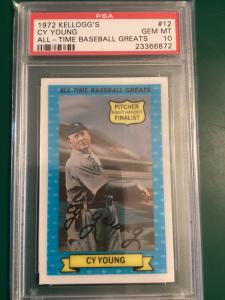 1972 Kellogg's Baseball Greats Cy Young PSA 10