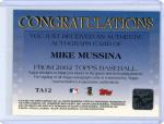 Mike Mussina 2002 Topps Yankees Autographed Card
