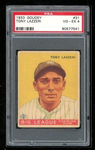 1933 Goudey Tony Lazzeri Card, PSA 4