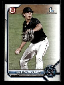 2022 Bowman Draft Karson Milbrandt 5 Card Lot