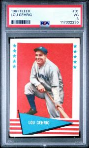 1961 Fleer Lou Gehrig #31 PSA 3 Card