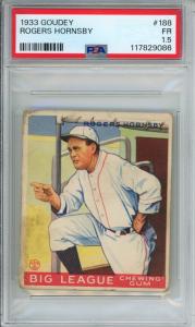 1933 Goudey Rogers Hornsby Baseball Card #188