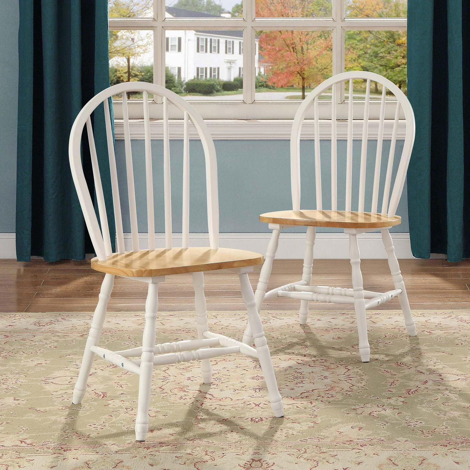Autumn Lane Windsor Dining Chairs, White/Oak (Set of 2)