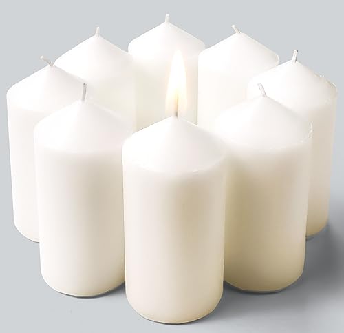 Luxury White Pillar Candles - 8 Pack