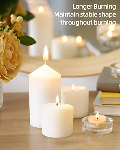 Luxury White Pillar Candles - 8 Pack