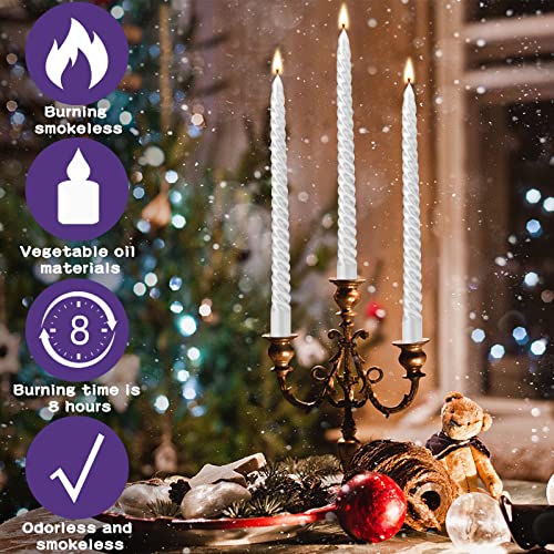 Luxury White Spiral Taper Candles, 12-Pack