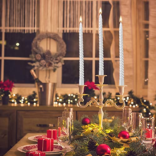 Luxury White Spiral Taper Candles, 12-Pack