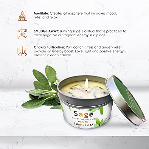 Luxury Aromatherapy Candle - Sage Scent, Chakra Healing