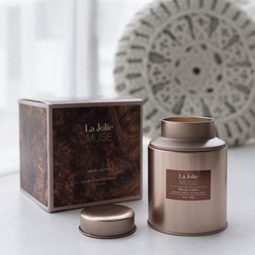 Luxury Men's Woody Leather Scented Candle 13Oz