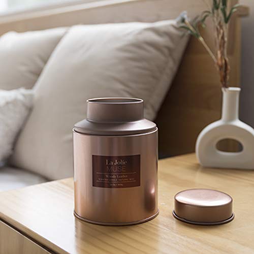 Luxury Men's Woody Leather Scented Candle 13Oz