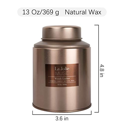 Luxury Men's Woody Leather Scented Candle 13Oz