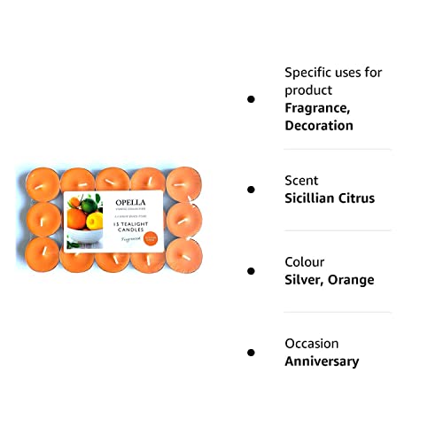 OPELLA Sicilian Citrus Scented Tea Lights - Pack of 15