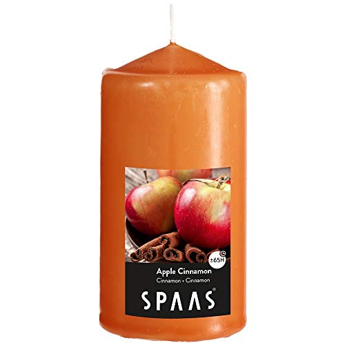 Luxury Apple Cinnamon Scented Pillar Candle, 65 Hours