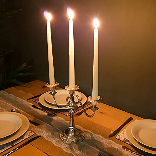 Glo Wax Taper Candles Beautiful Pack Decorative Mood-Enhancing Romantic Relax Unscented Dinner Candles 8 Hour Burn Time, 2.2 x 30cm (8 Pack, Ivory)