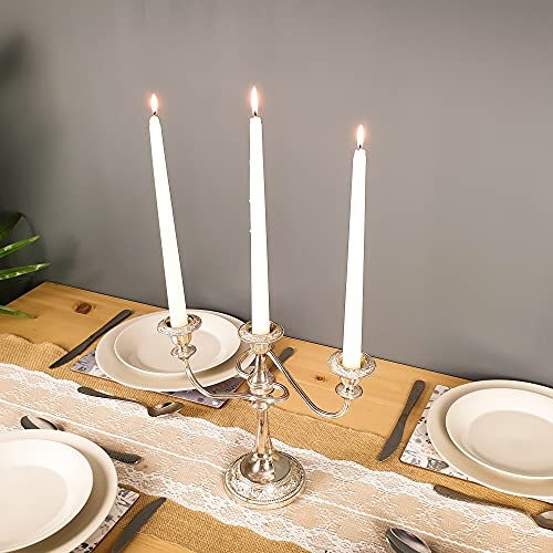 Glo Wax Taper Candles Beautiful Pack Decorative Mood-Enhancing Romantic Relax Unscented Dinner Candles 8 Hour Burn Time, 2.2 x 30cm (8 Pack, Ivory)