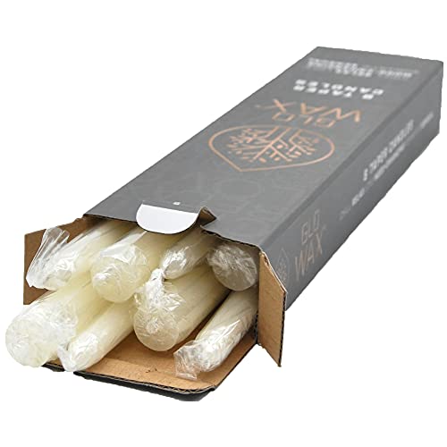 Glo Wax Taper Candles Beautiful Pack Decorative Mood-Enhancing Romantic Relax Unscented Dinner Candles 8 Hour Burn Time, 2.2 x 30cm (8 Pack, Ivory)