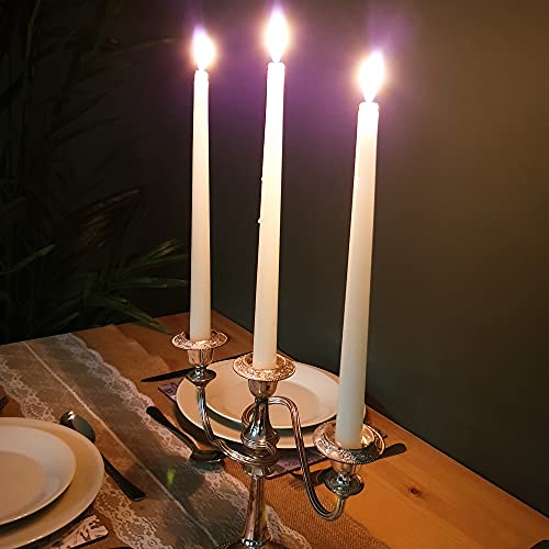 Glo Wax Taper Candles Beautiful Pack Decorative Mood-Enhancing Romantic Relax Unscented Dinner Candles 8 Hour Burn Time, 2.2 x 30cm (8 Pack, Ivory)