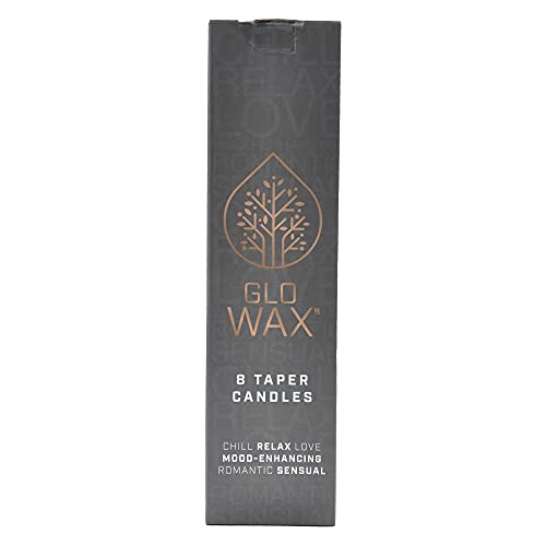 Glo Wax Taper Candles Beautiful Pack Decorative Mood-Enhancing Romantic Relax Unscented Dinner Candles 8 Hour Burn Time, 2.2 x 30cm (8 Pack, Ivory)
