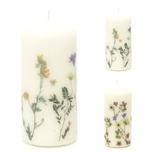 Botanical Unscented Les Fleurs Pillar Candle - Design Varies