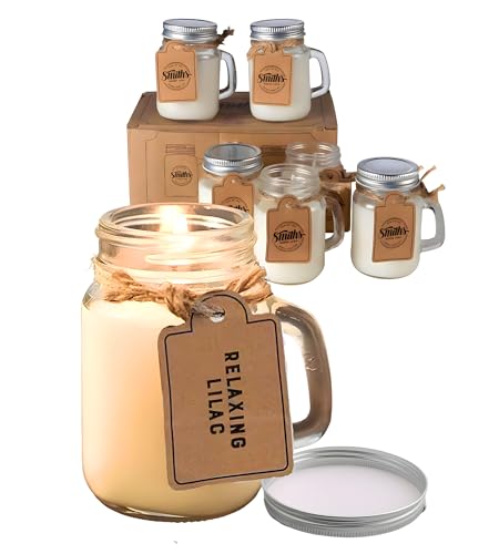 Set of 6 Luxury Soy Candles in Mini Mason Jars