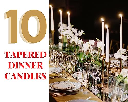 Taper Candles Long Burning - Long Candles Pack of 10 Tall Dinner Candles 7 Hour Burn Time, Classic Household Unscented, Dripless Candles, Zan Village Candle Company - Black