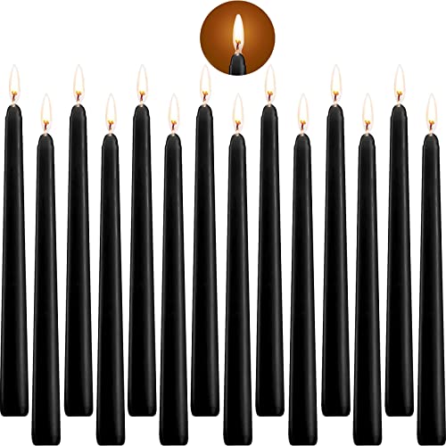 BEYAOBN Tall Taper Candles 14 Pack, Conical Candles 10 Inch Tall Wedding Dinner Candle Set Ivory Dripless, Black Dripless, Unscented Dinner Candle Paraffin Wax with Cotton Wicks, 8 Hour Burn Time