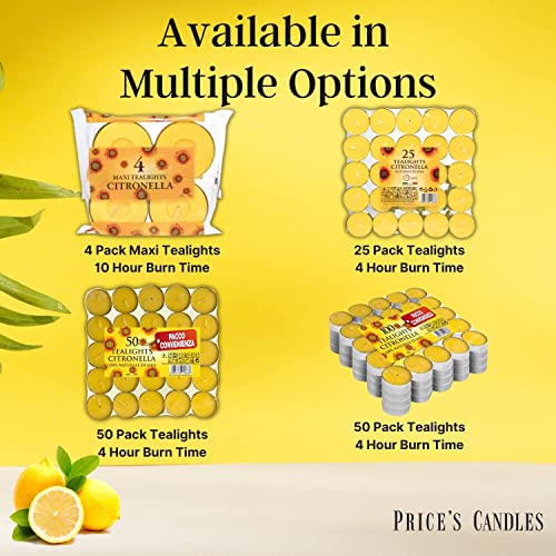 Price's Citronella Tealights - 25 Pack, Luxury Collection