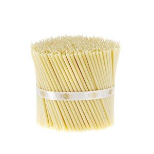 Danilovo 50 Pcs Beeswax Taper Candles (White) - Orthodox Church Candle Tapers for Prayer, Ritual, Christmas - No Soot, Dripless, Tall, Bendable, N140, Height 15 cm, Ø 5 mm