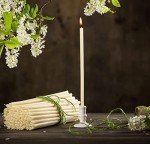 Danilovo 50 Pcs Beeswax Taper Candles (White) - Orthodox Church Candle Tapers for Prayer, Ritual, Christmas - No Soot, Dripless, Tall, Bendable, N140, Height 15 cm, Ø 5 mm