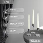 CANDWAX 8 inch Taper Candles Set of 12 - Dripless Taper Candles and Unscented Candlesticks - Perfect as Christmas Candles and Household Candles - Ivory Candles