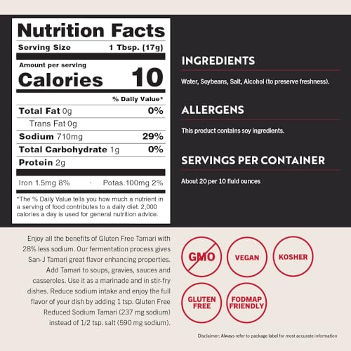 San-J Gluten-Free Low Sodium Tamari Sauce, 300ml