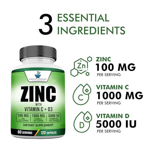 Zinc, Vitamin C & D3 Combo – 120 Capsules