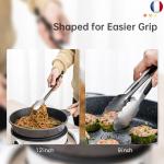 Pinces de cuisine en acier - 18 et 22 cm