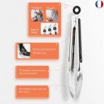 Pinces de cuisine en acier - 18 et 22 cm