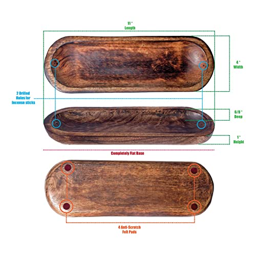 Large Wooden Double Incense Burner Ash Catcher