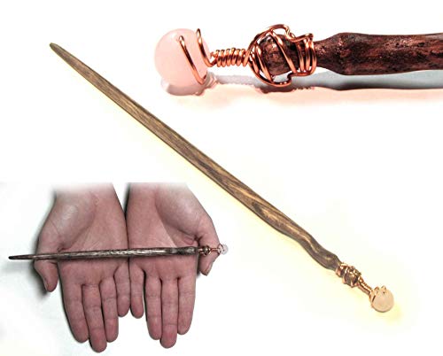 Rose Quartz Oak Magic Wand from Merlin's Realm