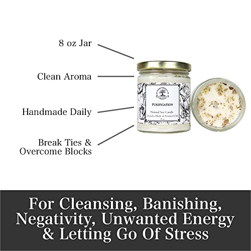 Purification Soy Herbal Candle for Negativity, Unwanted Energies, Purifies, Cleanses & Banishes
