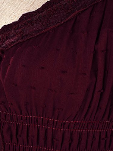 Anna-Kaci Boho Inspired Cap Sleeve Lace Trim Maxi Dress 