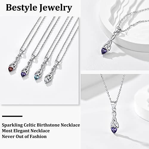 Celtic Knot Gem Necklace with Amethyst Crystal