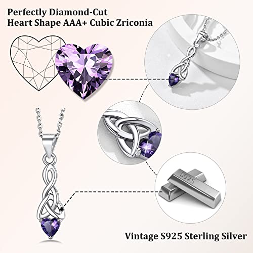 Celtic Knot Gem Necklace with Amethyst Crystal