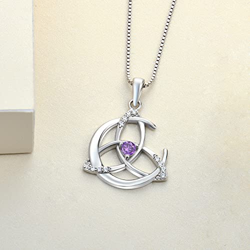 YL Celtic Knot Necklace 925 Sterling Silver Moon Pendant
