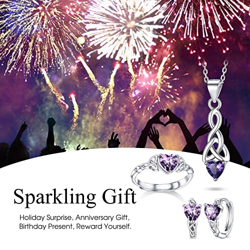 Celtic Knot Gem Necklace with Amethyst Crystal