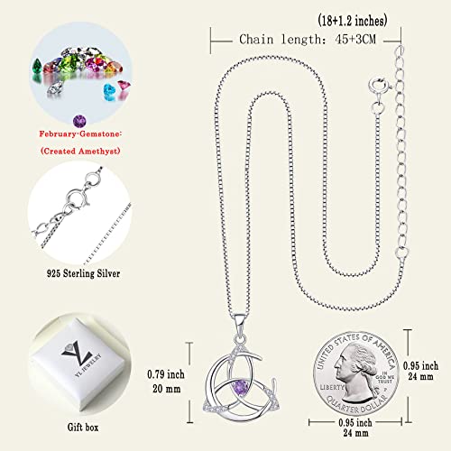 YL Celtic Knot Necklace 925 Sterling Silver Moon Pendant