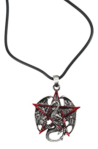 Pentagram Star Dragon Pewter Pendant Necklace