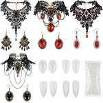 Gothic Vampire Costume Jewelry Set with Fangs