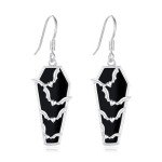 Gothic Bat Dangle Earrings with Black Onyx